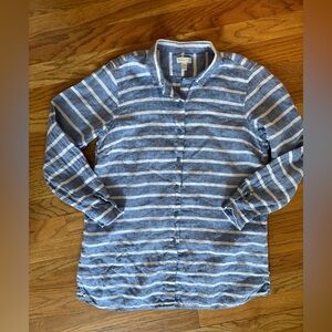 Garnet Hill 100% Linen Striped Button Down Tunic